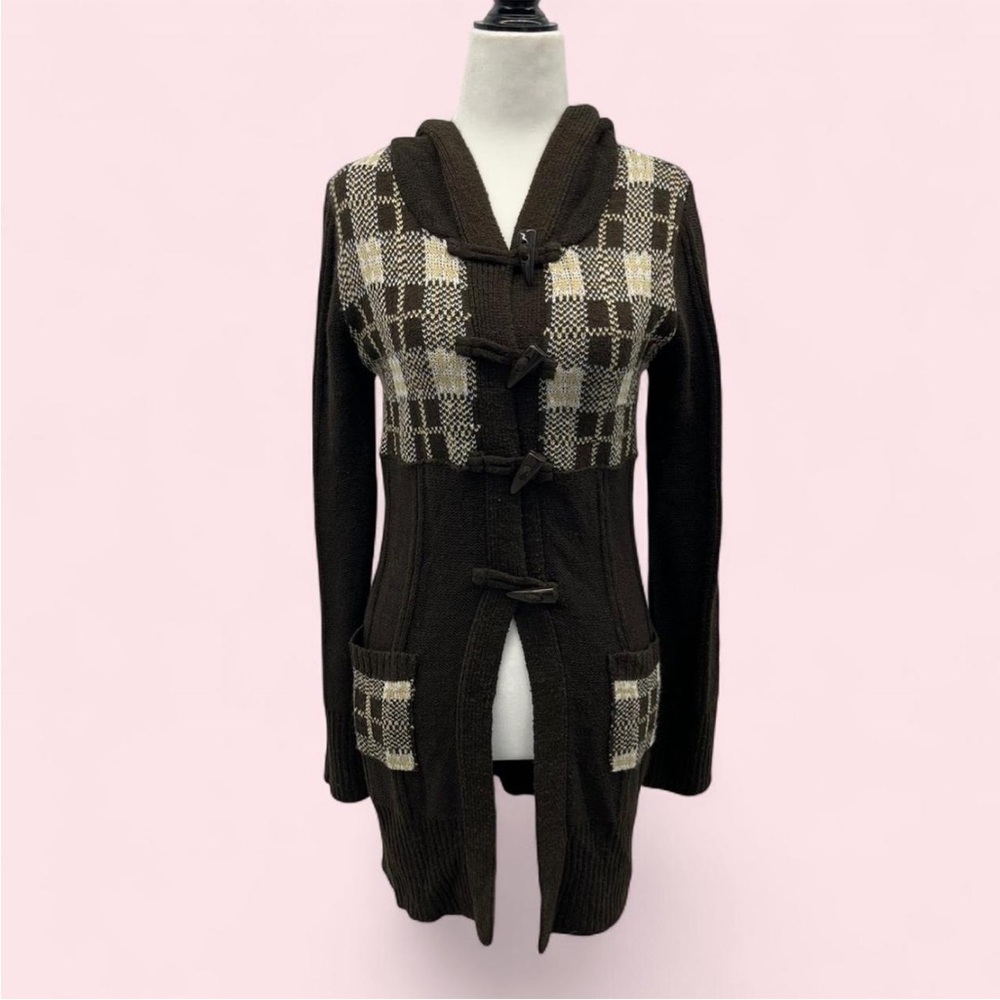 Y2K Plaid Knit Fairy Grunge Toggle Cardigan